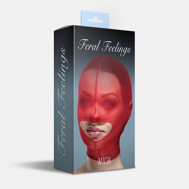 Маска сітка із відкритим ротом Feral Feelings - Hood Mask Red SO9292 фото