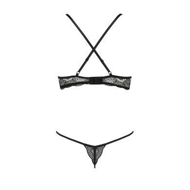 Комплект белья QUENTRIS BIKINI black L/XL - Passion Exclusive, стринги и полуоткрытый лиф PS26601 фото