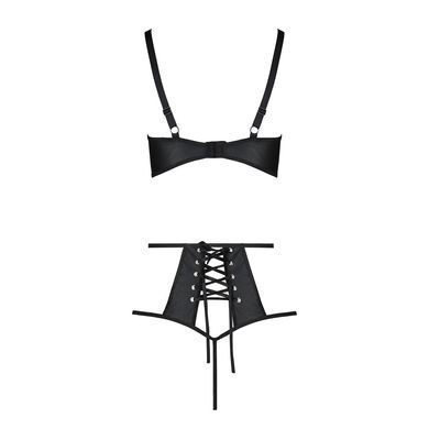 Комплект белья Passion TASMINA SET L/XL black, лиф, высокие трусики с корсетом сзади SO8490 фото