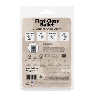 Вибропуля PowerBullet First-Class Bullet 2.5&Prime; with Key Chain Pouch, Silver, 9 режимов вибрации SO6848 фото