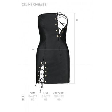 Мінісукня з екошкіри CELINE CHEMISE black XXL/XXXL &mdash; Passion: шнурівка, трусики в комплекті SO6408 фото