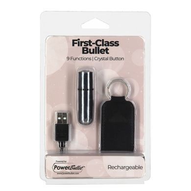 Вибропуля PowerBullet First-Class Bullet 2.5&Prime; with Key Chain Pouch, Silver, 9 режимов вибрации SO6848 фото