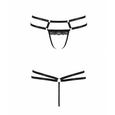 Трусики-стрінги зі стреп із мереживом Lorry Thong black XXL/XXXL &mdash; Passion Exclusive SO6417 фото