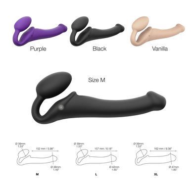 Безремневой страпон с вибрацией Strap-On-Me Vibrating Flesh L, диаметр 3,7см, пульт ДУ, регулируемый SO3828 фото