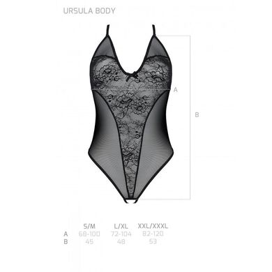 Боди с ажурным декором и открытым шагом Ursula Body black L/XL — Passion SO5829 фото