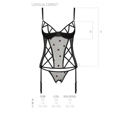 Корсет з підв'язками + стрінги LOVELIA CORSET black S/M - Passion SO4766 фото