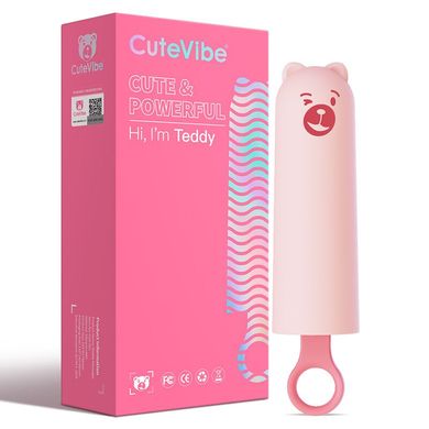 Вибратор CuteVibe Teddy Pink (Black Dildo), реалистичный вибратор под видом мороженого SO6547 фото