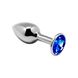 Металева анальна пробка з кристалом Alive Mini Metal Butt Plug Blue M SO6001 фото 1