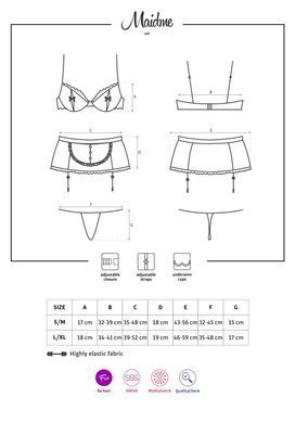 Эротический костюм горничной Obsessive Maidme set 5pcs L/XL, бюстгальтер, пояс с фартуком, чулки, ст SO7291 фото