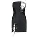 Мини-платье из экокожи Passion Celine Chemise 4XL/5XL black, шнуровка, трусики в комплекте SO7061 фото 3