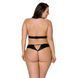 Комплект из экокожи Passion Malwia Set with Open Bra 6XL/7XL black, топ и трусики с люверсами SO7101 фото 2