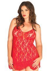 Пеньюар Leg Avenue Rose Lace Flair Chemise Red Plus Size SO9103 фото