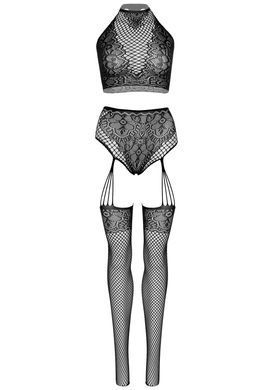 Комплект Leg Avenue Crop top and garter panty Black SO9156 фото