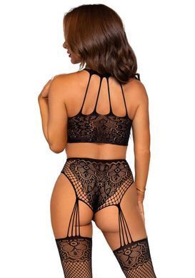 Комплект Leg Avenue Crop top and garter panty Black SO9156 фото