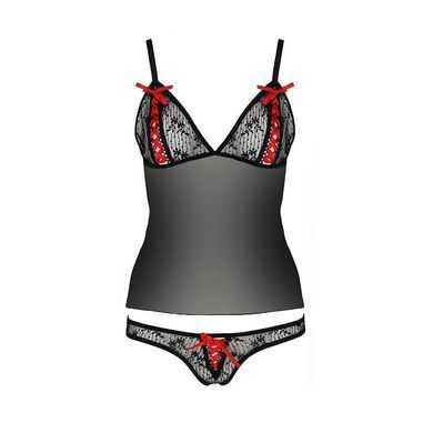 Комплект білизни MELISSA SET black S/M - Passion: ліф-сорочка зі шнурівкою і трусики EL15905 фото