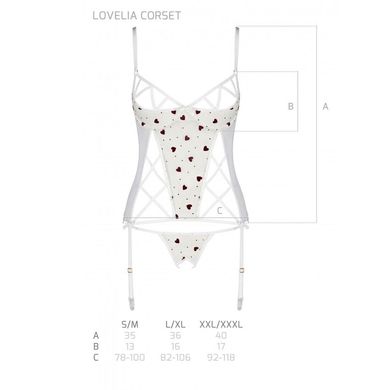 Корсет с подвязками + стринги LOVELIA CORSET white L/XL - Passion SO4768 фото