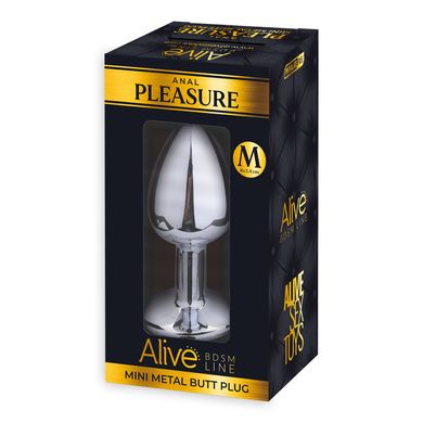 Металлическая анальная пробка с кристаллом Alive Mini Metal Butt Plug White M SO6003 фото