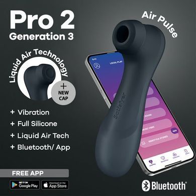 Вакуумний кліторальний стимулятор Satisfyer Pro 2 Generation 3 with Liquid Air Connect App Dark Grey SO8404 фото