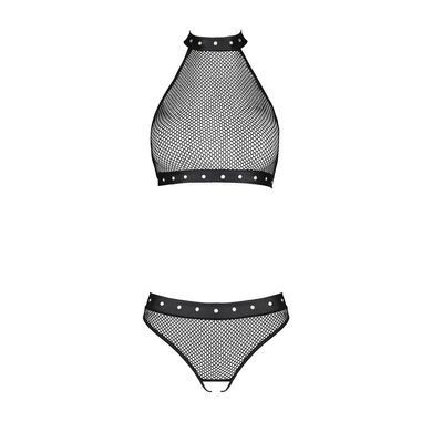 Белье с открытым доступом Passion MOONLIGHT SET L/XL black топ, стринги SO8451 фото
