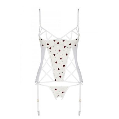 Корсет з підв'язками + стрінги LOVELIA CORSET white L/XL - Passion SO4768 фото