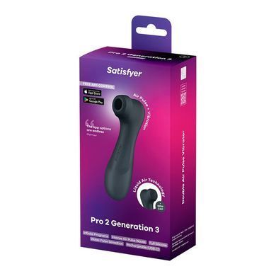 Вакуумний кліторальний стимулятор Satisfyer Pro 2 Generation 3 with Liquid Air Connect App Dark Grey SO8404 фото