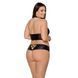 Комплект из экокожи Passion Nancy Bikini 4XL/5XL black, бра и трусики с имитацией шнуровки SO7102 фото 2