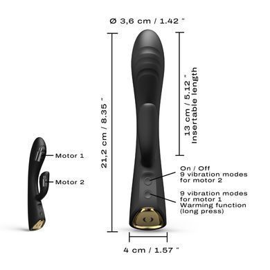 Вибратор-кролик с подогревом Dorcel FLEXI RABBIT BLACK, гибкий ствол SO6816 фото