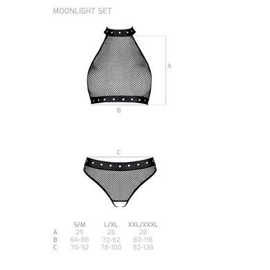 Белье с открытым доступом Passion MOONLIGHT SET S/M black, топ, стринги SO8452 фото