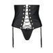 Пояс-корсет из экокожи Passion Celine Set with Open Bra 4XL/5XL black, шнуровка, пажи, стринги SO7063 фото 3