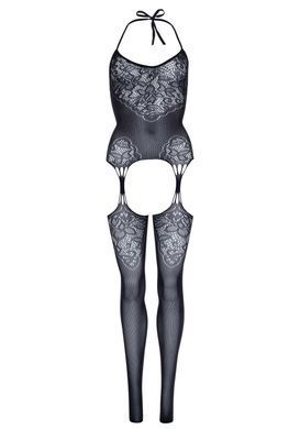 Эротический бодистокинг Leg Avenue Jacquard net Black, имитация чулок, открытый доступ, one size SO7903 фото