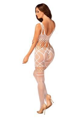Сітчастий бодістокінг з імітацією топа та шортів Obsessive Bodystocking G330 XL/XXL, white, з доступ SO7696 фото