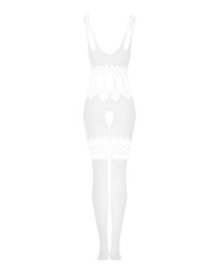 Сітчастий бодістокінг з імітацією топа та шортів Obsessive Bodystocking G330 XL/XXL, white, з доступ SO7696 фото
