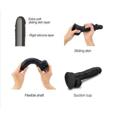 Реалістичний фалоімітатор Strap-On-Me Sliding Skin Realistic Dildo Black - S, ефект рухливої шкіри SO6252 фото Реалістичний фалоімітатор Strap-On-Me Sliding Skin Realistic Dildo Black - S, ефект рухливої шкіри SO6252 фото
