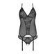 Корсет із пажами, трусики з ажурним декором та відкритим кроком Ursula Corset black L/XL &mdash; Passion SO5835 фото 4
