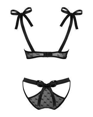 Напівпрозорий еротичний комплект Obsessive Obsessivia 2-pcs set black S/M, бюстгальтер та трусики, а SO7297 фото
