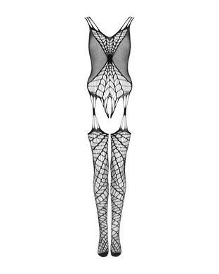 Ажурний бодістокінг під павутину Obsessive Bodystocking G325 black S/M/L, чорний, комбінезон, імітац SO7247 фото