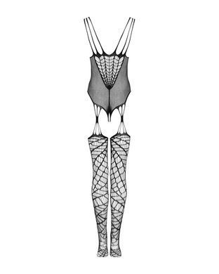 Ажурний бодістокінг під павутину Obsessive Bodystocking G325 black S/M/L, чорний, комбінезон, імітац SO7247 фото
