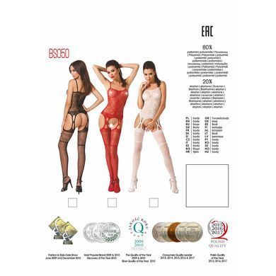 Бодістокінг Passion BS050 white, комбінезон, імітація панчох і пояса PBS050W фото
