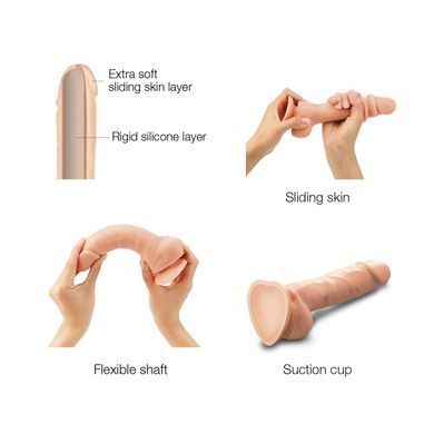 Реалістичний фалоімітатор Strap-On-Me Sliding Skin Realistic Dildo Vanille - M, ефект рухливої шкіри SO6253 фото