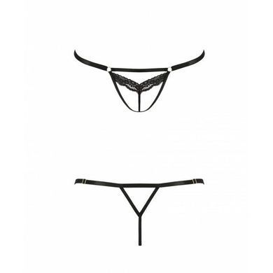 Откровенные трусики-стрепы с кружевом Passion Exclusive SOLON THONG S/M black PS28005 фото