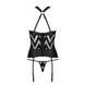 Сетчатый комплект с узором Hima Corset black L/XL - Passion, корсет с халтером, подвязки, трусики SO5349 фото 6