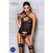 Сетчатый комплект с узором Hima Corset black L/XL - Passion, корсет с халтером, подвязки, трусики SO5349 фото 3