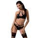 Комплект білизни Passion NAVEL SET black XXL/XXXL Black, трусики, ліф, мереживні та латексні вставки PS24903 фото 1