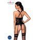 Сетчатый комплект с узором Hima Corset black L/XL - Passion, корсет с халтером, подвязки, трусики SO5349 фото 2
