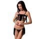 Комплект белья KASSANDRA SET OpenBra black L/XL - Passion Exclusive: лиф из бахромы, трусики-юбка PS26301 фото 1