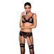 Комплект белья Passion NESSY SET S/M black, бюстгальтер, пояс для чулок, стринги SO8458 фото 1