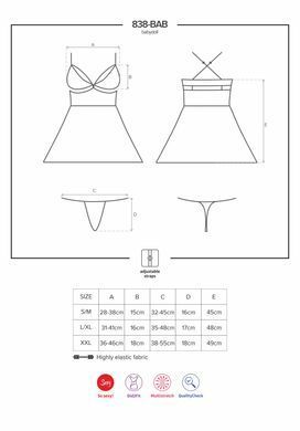 Эротический кружевной комплект с сеточкой Obsessive 838-BAB-1 babydoll & thong black L/XL, черный, п SO7182 фото