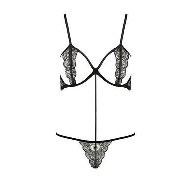 Комплект белья QUENTRIS BIKINI black S/M - Passion Exclusive, стринги и полуоткрытый лиф PS26602 фото