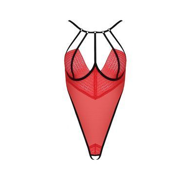 Боди с высоким вырезом бедра AKITA BODY red L/XL - Passion Exclusive PS24201 фото
