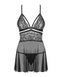 Эротический кружевной комплект с сеточкой Obsessive 838-BAB-1 babydoll & thong black L/XL, черный, п SO7182 фото 6